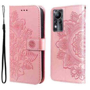 For Infinix Note 11 7-petal Flowers Embossing Pattern Horizontal Flip Leather Case(Rose Gold)