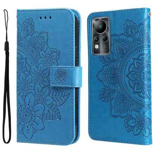 For Infinix Note 11 7-petal Flowers Embossing Pattern Horizontal Flip Leather Case(Blue)