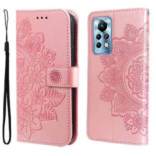 For Infinix Note 11 Pro/Note 11s 7-petal Flowers Embossing Pattern Horizontal Flip Leather Case(Rose Gold)
