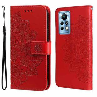 For Infinix Note 11 Pro/Note 11s 7-petal Flowers Embossing Pattern Horizontal Flip Leather Case(Red)