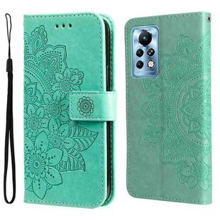 For Infinix Note 11 Pro/Note 11s 7-petal Flowers Embossing Pattern Horizontal Flip Leather Case(Green)