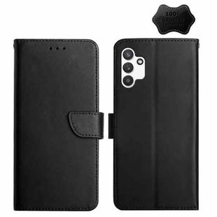 For Samsung Galaxy A13 Genuine Leather Fingerprint-proof Horizontal Flip Phone Case(Black)