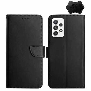 For Samsung Galaxy A33 5G Genuine Leather Fingerprint-proof Horizontal Flip Phone Case(Black)