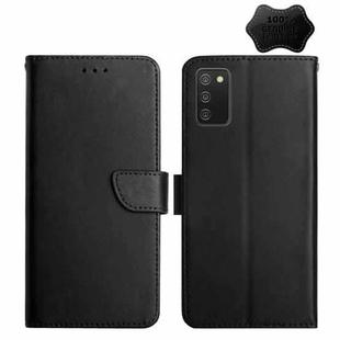 For Samsung Galaxy A02s Genuine Leather Fingerprint-proof Horizontal Flip Phone Case(Black)
