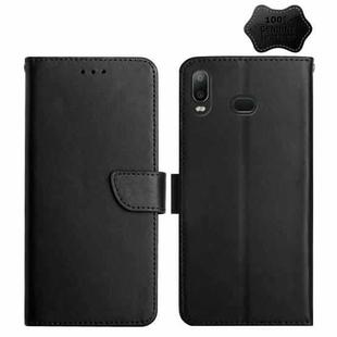 For Samsung Galaxy A10s Genuine Leather Fingerprint-proof Horizontal Flip Phone Case(Black)