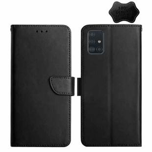 For Samsung Galaxy A51 5G Genuine Leather Fingerprint-proof Horizontal Flip Phone Case(Black)