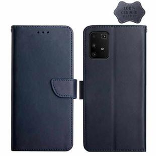 For Samsung Galaxy A91 Genuine Leather Fingerprint-proof Horizontal Flip Phone Case(Blue)