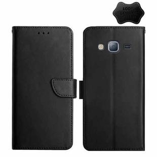 For Samsung Galaxy J2 Prime Genuine Leather Fingerprint-proof Horizontal Flip Phone Case(Black)
