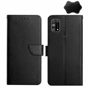 For Samsung Galaxy M31 Genuine Leather Fingerprint-proof Horizontal Flip Phone Case(Black)