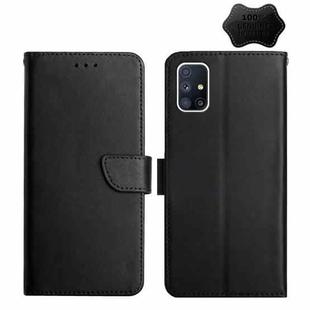 For Samsung Galaxy M51 Genuine Leather Fingerprint-proof Horizontal Flip Phone Case(Black)