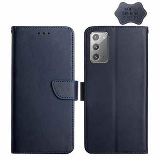 For Samsung Galaxy Note20 Genuine Leather Fingerprint-proof Horizontal Flip Phone Case(Blue)