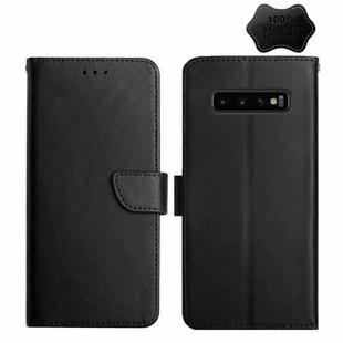 For Samsung Galaxy S10 Genuine Leather Fingerprint-proof Horizontal Flip Phone Case(Black)