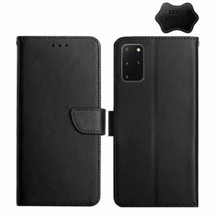 For Samsung Galaxy S20+ Genuine Leather Fingerprint-proof Horizontal Flip Phone Case(Black)