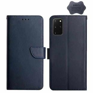 For Samsung Galaxy S20+ Genuine Leather Fingerprint-proof Horizontal Flip Phone Case(Blue)