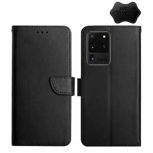 For Samsung Galaxy S20 Ultra Genuine Leather Fingerprint-proof Horizontal Flip Phone Case(Black)