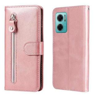 For Xiaomi Redmi Note 11E Fashion Calf Texture Zipper Horizontal Flip Leather Case(Rose Gold)