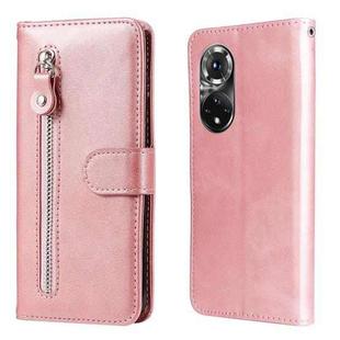 For Huawei Nova 9 Pro/Honor 50 Pro Fashion Calf Texture Zipper Horizontal Flip Leather Case(Rose Gold)