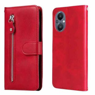 For OPPO Reno7 Z/A96 5G/OnePlus Nord N20 5G Fashion Calf Texture Zipper Horizontal Flip Leather Case(Red)