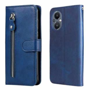 For OPPO Reno7 Z/A96 5G/OnePlus Nord N20 5G Fashion Calf Texture Zipper Horizontal Flip Leather Case(Blue)