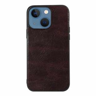 For iPhone 13 mini Genuine Leather Double Color Crazy Horse Phone Case (Coffee)