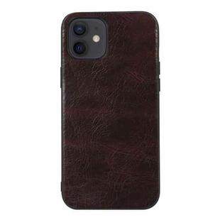 For iPhone 12 mini Genuine Leather Double Color Crazy Horse Phone Case (Coffee)