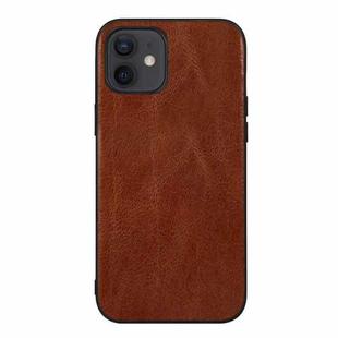 For iPhone 12 mini Genuine Leather Double Color Crazy Horse Phone Case (Brown)