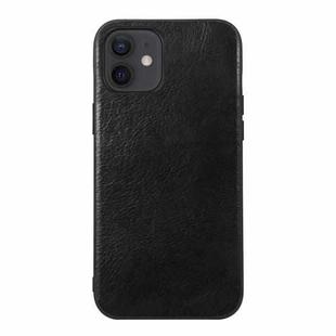 For iPhone 12 / 12 Pro Genuine Leather Double Color Crazy Horse Phone Case(Black)