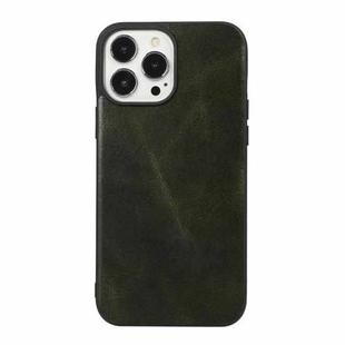 For iPhone 11 Pro Genuine Leather Double Color Crazy Horse Phone Case (Green)