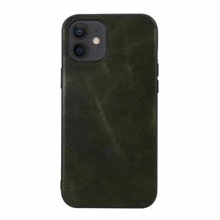 For iPhone 11 Genuine Leather Double Color Crazy Horse Phone Case (Green)