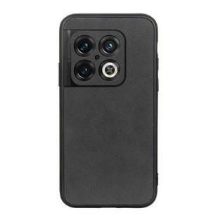 For OnePlus 10 Pro Accurate Hole Two-color Calf Texture PU Phone Case(Black)