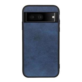 For Google Pixel 7 Accurate Hole Two-color Calf Texture PU Phone Case(Blue)