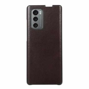 For LG Wing 5G Genuine Leather Double Color Crazy Horse Phone Case(Coffee)