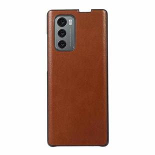 For LG Wing 5G Genuine Leather Double Color Crazy Horse Phone Case(Brown)