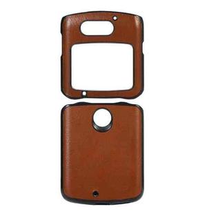 For Motorola Razr 5G Genuine Leather Double Color Crazy Horse Phone Case(Brown)