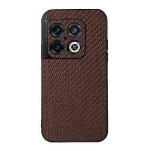 For OnePlus 10 Pro Accurate Hole Carbon Fiber Texture PU Phone Case(Brown)