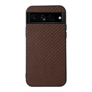 For Google Pixel 7 Pro Accurate Hole Carbon Fiber Texture PU Phone Case(Brown)