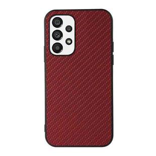 For Samsung Galaxy A73 5G Accurate Hole Carbon Fiber Texture PU Phone Case(Red)