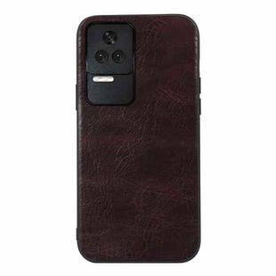 For Xiaomi Redmi K40S Genuine Leather Double Color Crazy Horse Phone Case(Coffee)