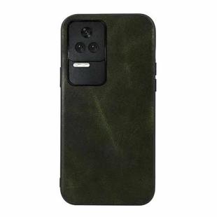 For Xiaomi Redmi K40S Genuine Leather Double Color Crazy Horse Phone Case(Green)