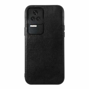 For Xiaomi Redmi K50 / K50 Pro Genuine Leather Double Color Crazy Horse Phone Case(Black)