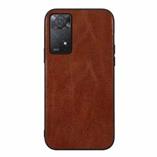 For Xiaomi Redmi Note 11 Pro Global Genuine Leather Double Color Crazy Horse Phone Case(Brown)