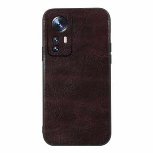 For Xiaomi 12 / 12X Genuine Leather Double Color Crazy Horse Phone Case(Coffee)