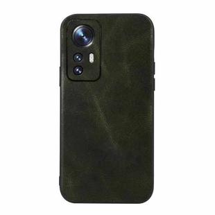 For Xiaomi 12 / 12X Genuine Leather Double Color Crazy Horse Phone Case(Green)
