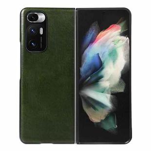 For Xiaomi Mi Mix Fold Genuine Leather Double Color Crazy Horse Phone Case(Green)