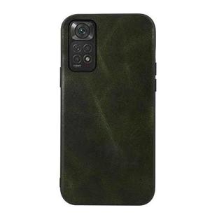For Xiaomi Redmi Note 11S/11 Global Genuine Leather Double Color Crazy Horse Phone Case(Green)