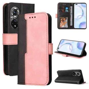 For Huawei Nova 9 Pro/Honor 50 Pro Stitching-Color Horizontal Flip Leather Case(Pink)