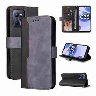 For OPPO Realme C35 Stitching-Color Horizontal Flip Leather Case(Grey)