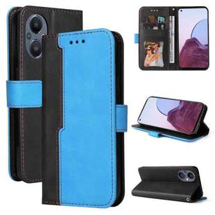 For OPPO Reno7 Z/A96 5G/OnePlus Nord N20 5G Stitching-Color Horizontal Flip Leather Case(Blue)