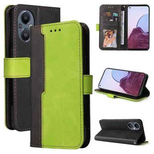 For OPPO Reno7 Z/A96 5G/OnePlus Nord N20 5G Stitching-Color Horizontal Flip Leather Case(Green)