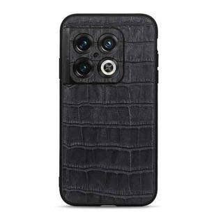 For OnePlus 10 Pro Accurate Hole Crocodile Texture Genuine Leather Phone Case(Black)